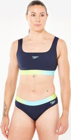 Sportbikini Oberteil Damen Speedo - blau/gelb