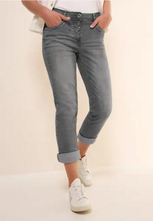 Cecil Damen Straight Leg Jeans in Grau, Gr: 29