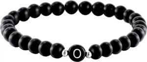 Kim Johanson Armband Initial, aus schwarzem Onyx mit Buchstaben-Perle, elastisch