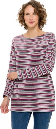 Longshirt im Ringeldesign aus reiner Bio-Baumwolle, naturweiß geringelt 40