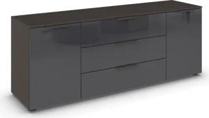 rauch Schubkastenkommode "Kommode Türkommode Sideboard Kombikommode FLIPP mit Glasfront", (Breite 160 cm mit 2 Einlegeböden), 2-türig mit 3 Schubladen und Soft-Close-Funktion sowie Glasfront