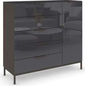 rauch Kombikommode "Kommode Türkommode Sideboard Kombikommode FLIPP mit Glasfront", (Breite 120 cm mit 2 Einlegeböden), 1-türig, 5 Schubladen, Soft-Close-Funktion, Oberboden und Front Glas