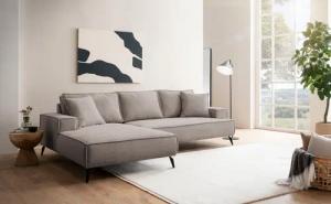 andas Ecksofa "TVINNU, L-Form in Cord, Sofa", wahlweise Recamiere rechts/links, schwarze Füße, bequemer Sitzkomfort