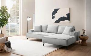 andas Ecksofa "TVINNU, L-Form in Cord, Sofa", wahlweise Recamiere rechts/links, schwarze Füße, bequemer Sitzkomfort