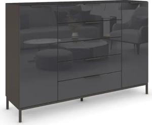 rauch Schubkastenkommode "Kommode Türkommode Sideboard Kombikommode FLIPP mit Glasfront", (Breite 160/180 cm mit 4 Einlegeböden), 2-türig, 5 Schubladen, Soft-Close, Oberboden und Front Glas, 2 Breiten