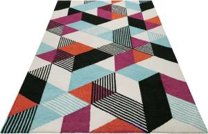 Esprit Teppich "Uptown, ESP-39872", rechteckig, 8 mm Höhe, bunt, handgetuftet, grafischer Retro Look für Wohnzimmer, Schlafzimmer