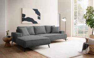 andas Ecksofa "TVINNU, L-Form in Cord, Sofa", wahlweise Recamiere rechts/links, schwarze Füße, bequemer Sitzkomfort