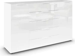 rauch Schubkastenkommode "Kommode Türkommode Sideboard Kombikommode FLIPP mit Glasfront", (Breite 160/180 cm mit 4 Einlegeböden), 2-türig, 5 Schubladen, Soft-Close, Oberboden und Front Glas, 2 Breiten