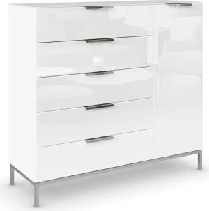 rauch Kombikommode "Kommode Türkommode Sideboard Kombikommode FLIPP mit Glasfront", (Breite 120 cm mit 2 Einlegeböden), 1-türig, 5 Schubladen, Soft-Close-Funktion, Oberboden und Front Glas