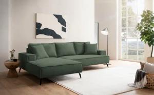 andas Ecksofa "TVINNU, L-Form in Cord, Sofa", wahlweise Recamiere rechts/links, schwarze Füße, bequemer Sitzkomfort