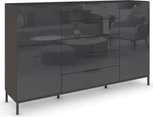 rauch Schubkastenkommode "Kommode Türkommode Sideboard Kombikommode FLIPP mit Glasfront", (Breite 160/180 cm mit 4 Einlegeböden), 2-türig, 5 Schubladen, Soft-Close, Oberboden und Front Glas, 2 Breiten