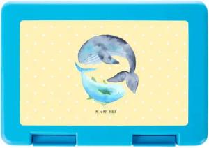 Mr. & Mrs. Panda Butterdose Walfisch Thunfisch - Gelb Pastell - Geschenk, Brotzeitbox, Snackbox, Premium Kunststoff, (1-tlg), Langlebigkeit