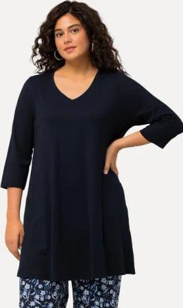 Ulla Popken Longshirt Longshirt A-Linie V-Ausschnitt 3/4-Arm