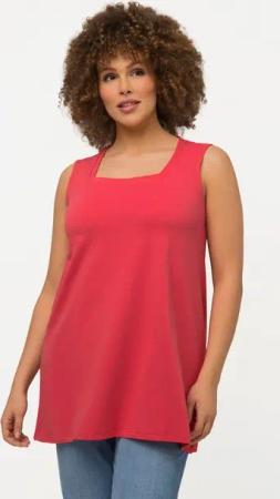 Ulla Popken Longshirt Longtop Classic Fit Carré-Ausschnitt ärmellos