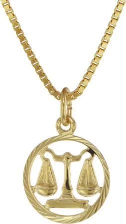 trendor 75990-10 Kinder Sternzeichen Waage 333 Gold + goldplattierte Kette