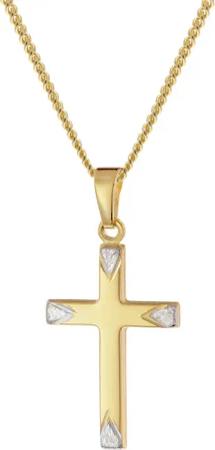 trendor 28388 Kreuz-Anhänger Gold 333/8K 21 mm an goldplattierter Silberkette