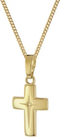 trendor 28392 Kreuz-Anhänger für Kinder Gold 585/14K mit goldplattierter Kette