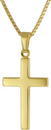 trendor 41115 Kreuz für Damen und Herren Gold 585 mit Vergoldeter Silberkette