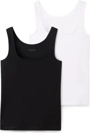 TOM TAILOR Damen Basic Top im 2er-Pack, schwarz, Uni, Gr. S