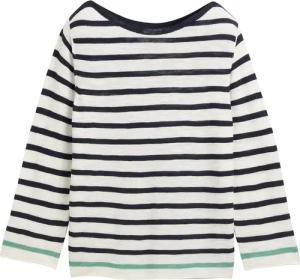 TOM TAILOR Damen Plus Size - Strickpullover mit Streifenmuster, weiß, Gestreift, Gr. 50