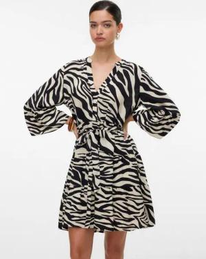 Vero Moda Tunikakleid VMMELBA 3/4 SHORT BELT DRESS WVN GA NOOS mit Volant und Taillen-Bindegürtel