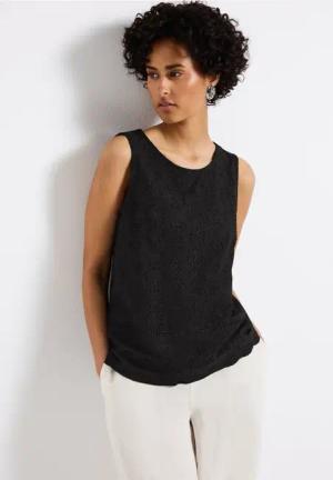 Street One Frauen Top mit Zierstickerei in Schwarz, Gr: 38