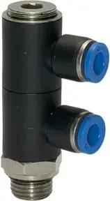 Riegler L-Mehrfachverteiler »Blaue Serie«, 2-fach, drehbar, G 1/8 a. Ø4mm