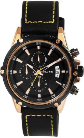 Elite Quarzuhr 2900220 ELITE Herrenchronograph mit Echtlederband, schwarz/rot