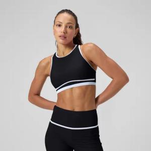 Gebundenes Highneck-Crop-Top Schwarz für Damen