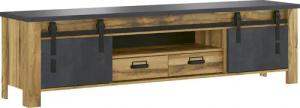 Home affaire TV-Schrank "York, moderner Unterschrank, Kommode im Industrialdesign", mit Apothekergriffen & Scheunentorbeschlägen aus Metall, 201 cm breit