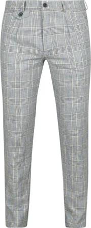 Suitable Chino Linen Blend Karos Blau - Größe 98