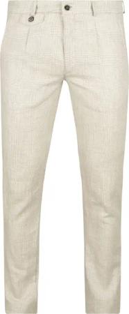 Suitable Chino Linen Blend Karos Beige - Größe 25