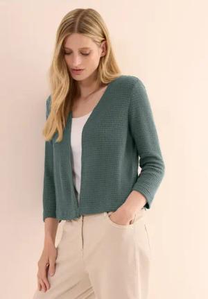 Cecil Damen Offene Ajour-Look Jacke in Grün, Gr: XXL