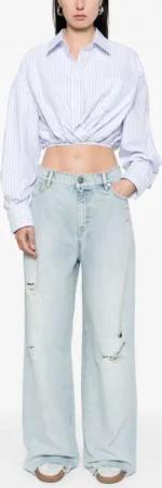 Golden Goose - Relaxed Wide-Leg Jeans With Ripped Detailing - Größe 26 - blau
