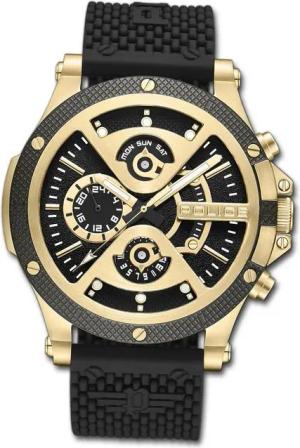 Police Multifunktionsuhr Police Herrenuhr Silikon schwarz, (Multifunktionsuhr), Herrenuhr Silikonarmband schwarz, rundes Gehäuse, groß (ca. 47mm)