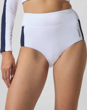 Jetstream Boyleg-Bikinihose in Colourblock-Optik mit Streifen Weiß/Marineblau für Damen