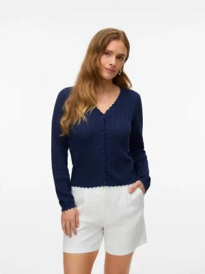 Vero Moda Strickjacke "VMLUXLIGHT POINTELLE LS V-NECK CARDIGAN"