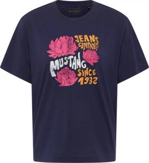 Mustang Damen T-Shirt Style Floris dunkelblau