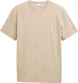 TOM TAILOR Herren Jacquard T-Shirt mit Palmen-Motiv, braun, Palmenprint, Gr. L