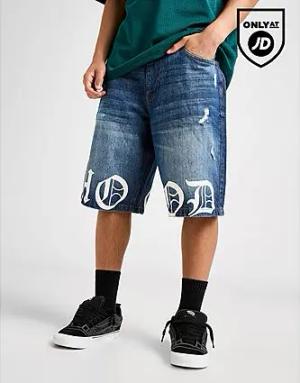 Hoodrich Hem Print Denim Shorts - Herren, Denim