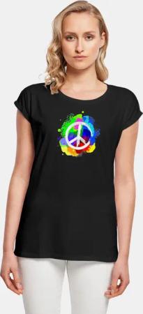 Merchcode Ladies Peace - Graffiti Extended Shoulder T-Shirt