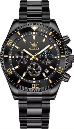 OLEVS Quarzuhr OLEVS 2870 Edelstahl Uhr Bicolor Zifferblatt Black / Gold für Männer 2870