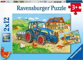 Ravensburger Baustelle und Bauernhof Puzzle, 2 x 12 Teile