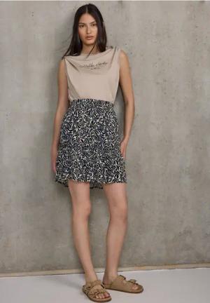 Street One Studio Frauen Gemusterter Paperbag Rock in Beige, Gr: 32