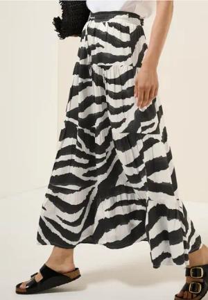 Cecil Damen Maxi-Rock mit Zebra Print in Grau, Gr: XS