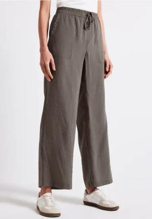 Street One Frauen Wide Leg Strukturhose in Braun, Gr: 46