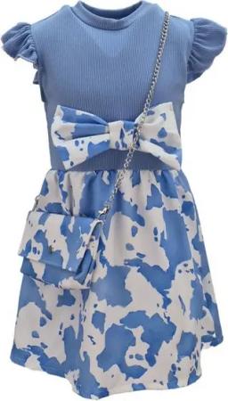 Girls Fashion Sommerkleid Mädchen Kleid Sommerkleid mit Tasche, K9286e