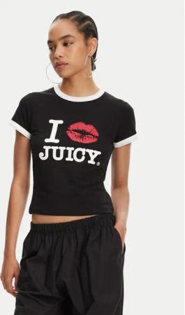 Juicy Couture T-Shirt I Kiss JCWCT125318 Schwarz Slim Fit