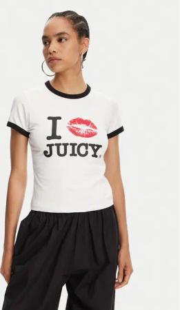 Juicy Couture T-Shirt I Kiss JCWCT125318 Weiß Slim Fit