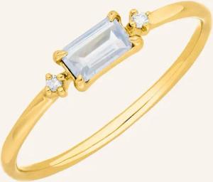 Leaf Ring MONDSTEIN aus 14 Karat Gelbgold